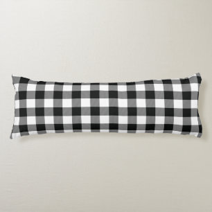 Rustic Black White Buffalo Checks Plaid Body Pillow