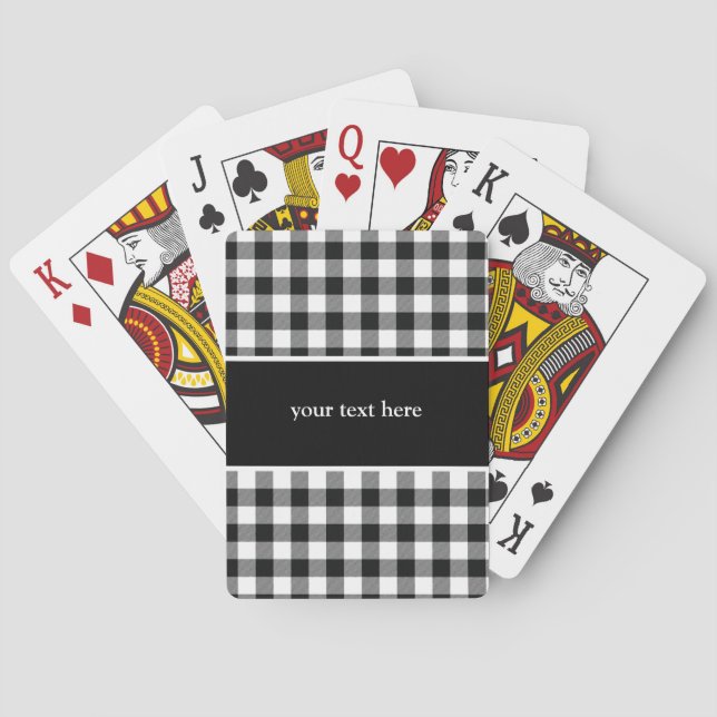 Rustic Black White Buffalo Checks Plaid Playing Cards (Back)