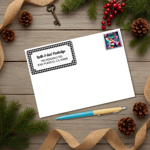 Rustic Black& White Buffalo Plaid Custom Label