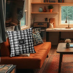 Rustic black white buffalo plaid monogrammed throw pillow<br><div class="desc">Rustic black white buffalo plaid monogrammed Throw Pillow.
You can add your own monogram to personalize.</div>