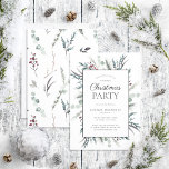 Rustic Black Winter Botanical Christmas Party Invitation<br><div class="desc">What better way to get into the holiday spirit than by hosting a Rustic Black Winter Botanical Christmas party? This rustic and modern holiday card is the perfect way to invite your family and friends to an annual holiday party, or the annual corporate party. The beautiful watercolor dark black and...</div>