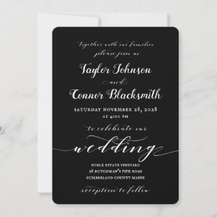 Rustic Blacksmith White Calligraphy Wedding Invitation
