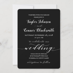 Rustic Blacksmith White Calligraphy Wedding Invitation