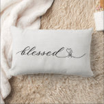 Rustic Blessed Heart Script Wedding Gift Lumbar Pillow<br><div class="desc">Make your gift to the newlyweds memorable with this sweet calligraphy Blessed calligraphy font with a heart bouquet,  against a burlap-effect background.  Easily personalize with name and date of choice.</div>