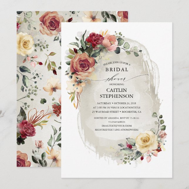 Rustic Bloom Bridal Shower Invitations (Front/Back)