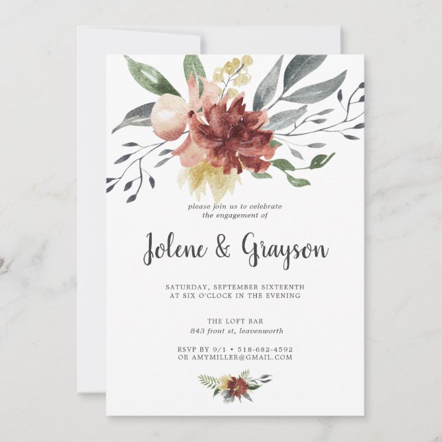 Rustic Bloom | Faire-part de Fiançailles (Devant)