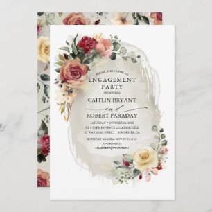 Rustic Bloom Fall Engagement Party Invitation