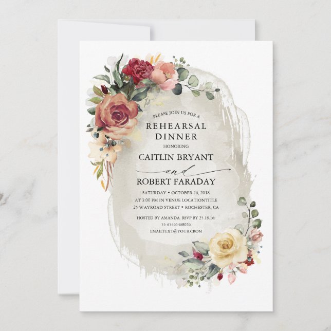 Rustic Bloom Fall Rehearsal Dinner Invitation (Front)