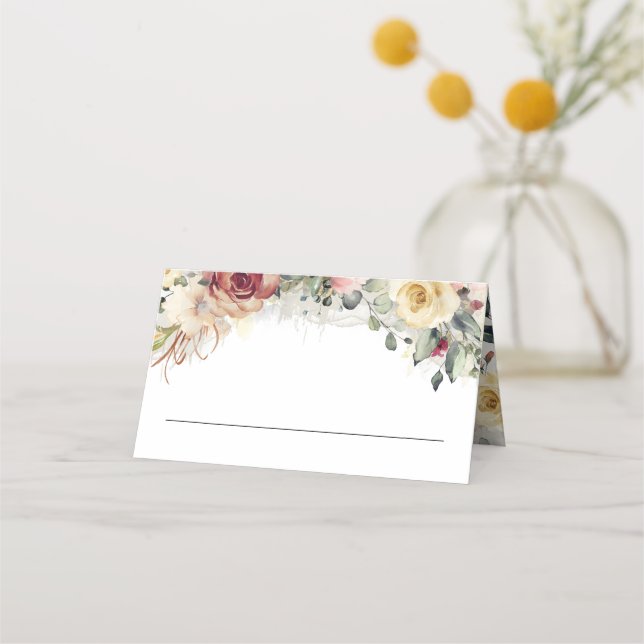 Rustic Bloom Fall Wedding Place Card (Front)