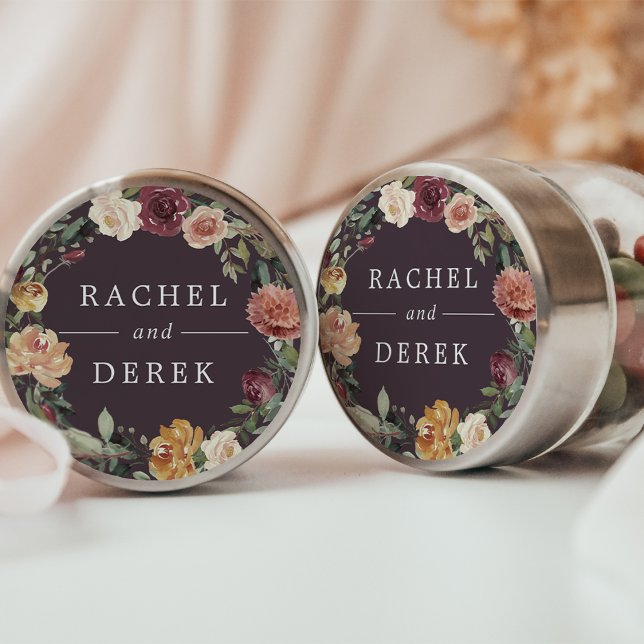 Rustic Bloom | Floral Wreath Wedding Classic Round Sticker (Creator Uploaded)