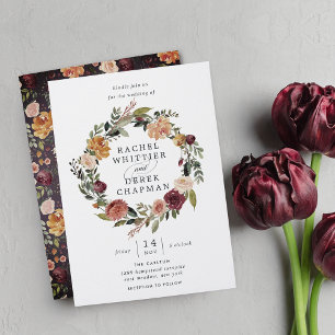 Rustic Bloom Floral Wreath Wedding Invitation