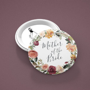Rustic Bloom Mother of the Bride 2 Inch Round Button