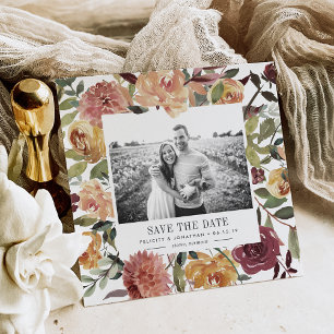 Rustic Bloom Photo Save the Date Card