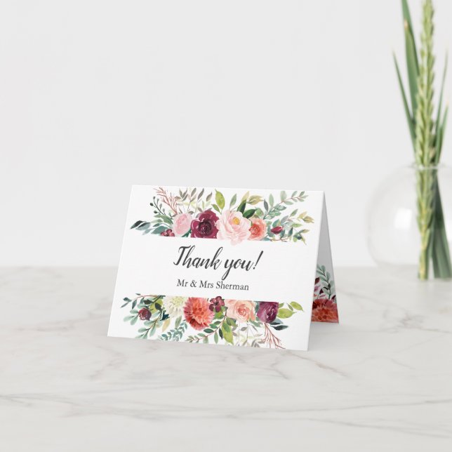 Rustic Bloom |  Photo Wedding Thank You Card (Front)