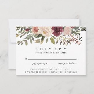 Rustic Bloom RSVP Card with Meal Choice