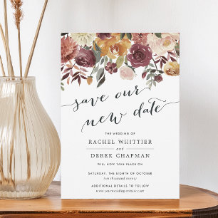 Rustic Bloom "Save Our New Date" Wedding Invitation