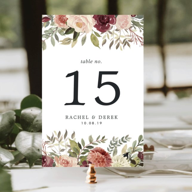 Rustic Bloom Table Number Card (Creator Uploaded)