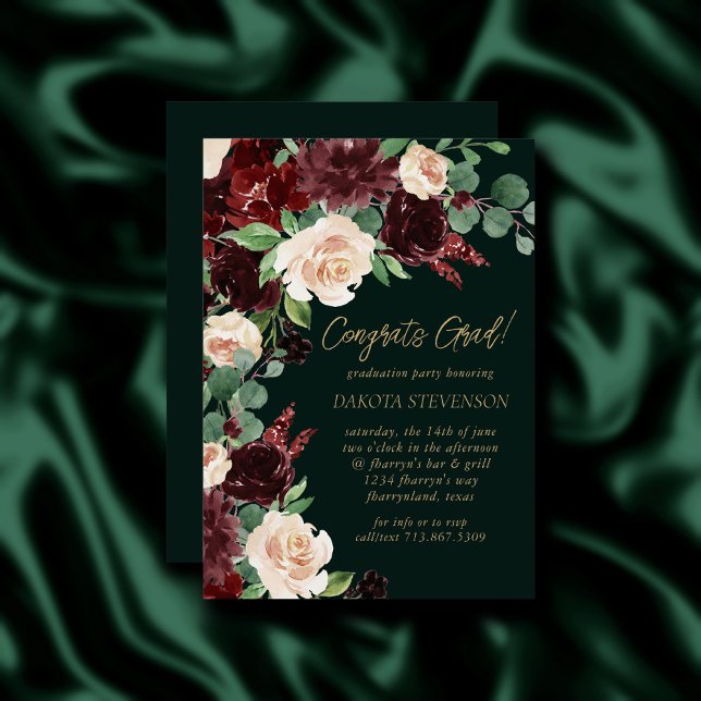 Rustic Bloom | Terracotta and Marsala Graduation Invitation (Creator Uploaded)