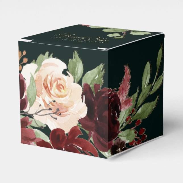 Rustic Bloom | Terracotta and Marsala Red Custom Favor Box (Front Side)