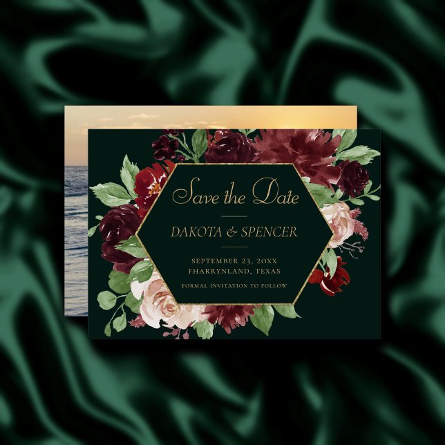 Rustic Bloom | Terracotta and Marsala Red Wreath Save The Date (Creator Uploaded)