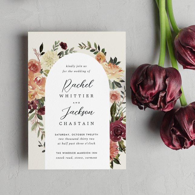 Rustic Bloom Watercolor Floral Arch Wedding Invitation (Creator Uploaded)