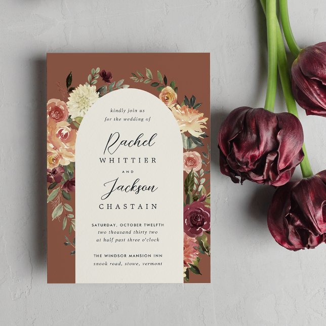 Rustic Bloom Watercolor Floral Arch Wedding Invitation (Creator Uploaded)