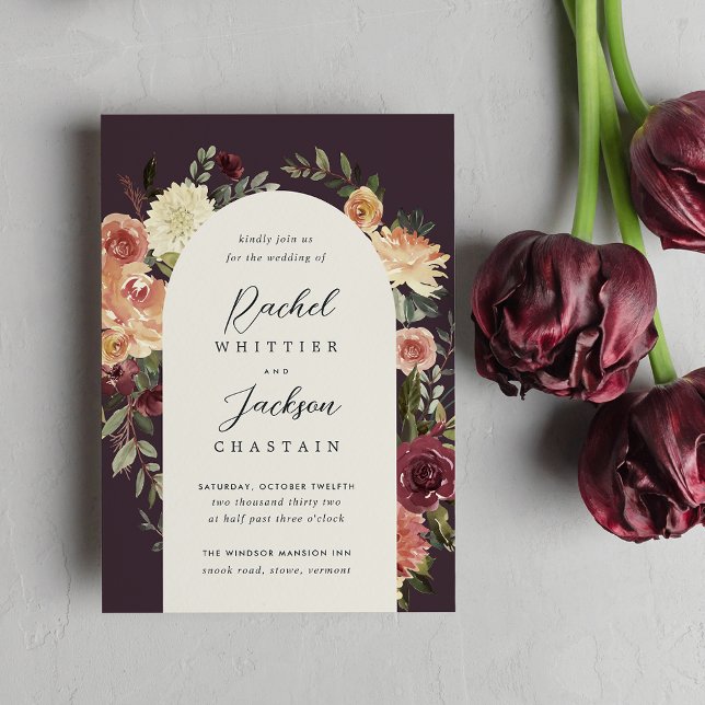 Rustic Bloom Watercolor Floral Arch Wedding Invitation (Creator Uploaded)