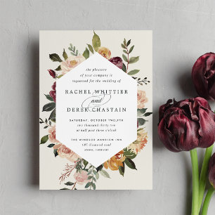 Rustic Bloom Watercolor Floral Wedding Invitation