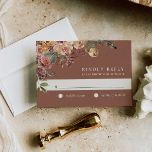 Rustic Bloom Watercolor Floral Wedding RSVP Card