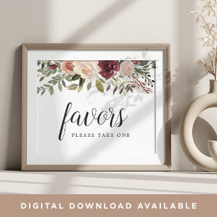 Rustic Bloom Wedding Favour Sign