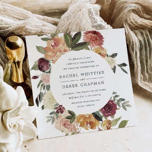 Rustic Bloom Wedding Invitation   Square