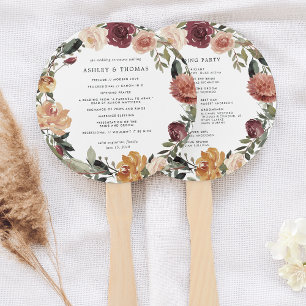 Rustic Bloom Wedding Program Hand Fan