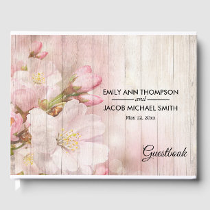 Rustic Blooms Cherry Blossom Wedding Guest Book