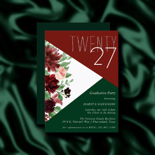 Rustic Blooms Colorblock Terracotta and Marsala Invitation