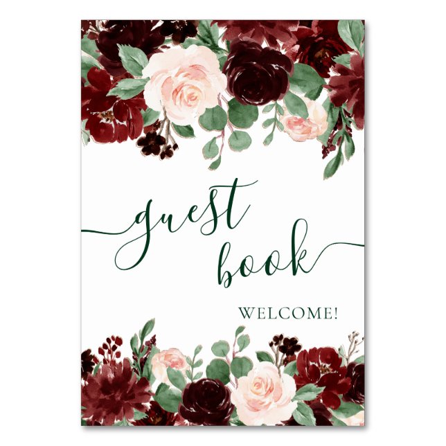 Rustic Blooms | Terracotta and Marsala Guest Book Table Number (Front)