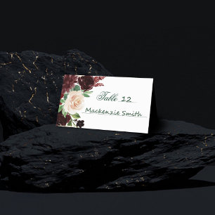 Rustic Blooms   Terracotta and Marsala Red Bouquet Place Card