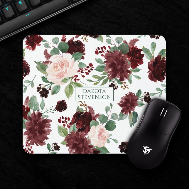 Rustic Blooms | Terracotta and Marsala Red Custom Mouse Pad (Creator Uploaded)