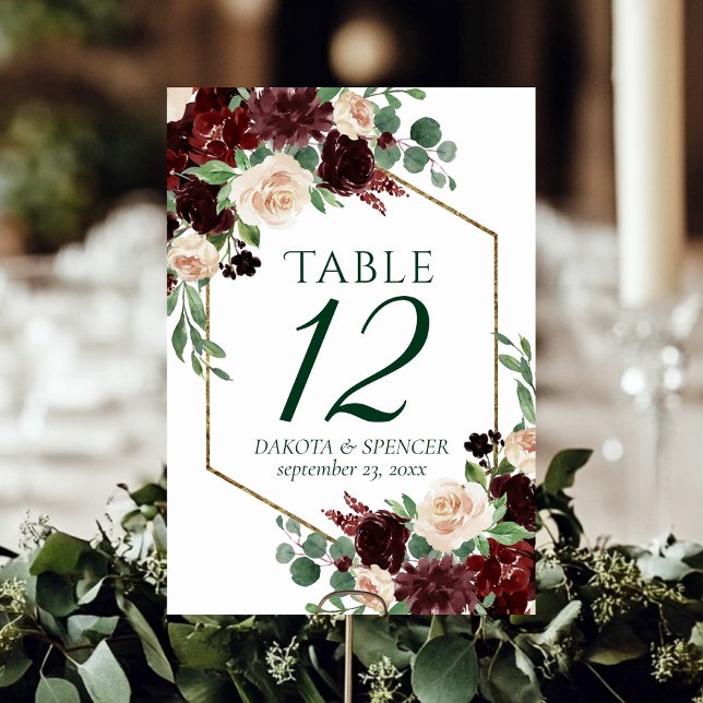 Rustic Blooms | Terracotta and Marsala Red Custom Table Number (Creator Uploaded)