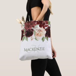 Rustic Blooms   Terracotta and Marsala Red Custom Tote Bag