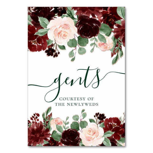 Rustic Blooms | Terracotta and Marsala Red Favours Table Number (Front)