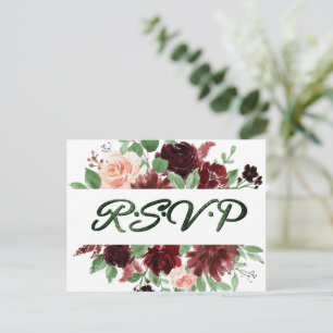 Rustic Blooms   Terracotta and Marsala RSVP Entree Postcard
