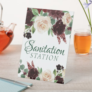 Rustic Blooms   Terracotta and Marsala Sanitation Pedestal Sign