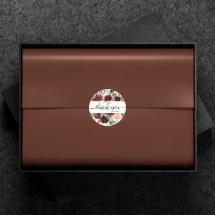 Rustic Blooms Terracotta and Marsala Thank You Classic Round Sticker