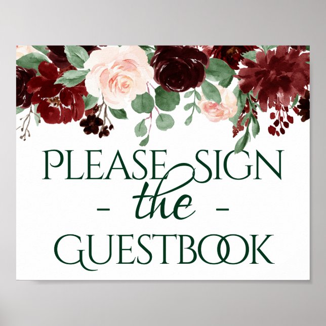 Rustic Blooms | Terracotta Marsala Guestbook Sign (Front)