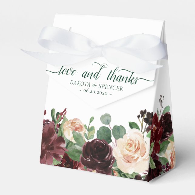 Rustic Blooms | Terracotta Marsala Love and Thanks Favor Box (Front Side)