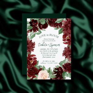 Rustic Blooms   Terracotta Marsala Love in Bloom Invitation