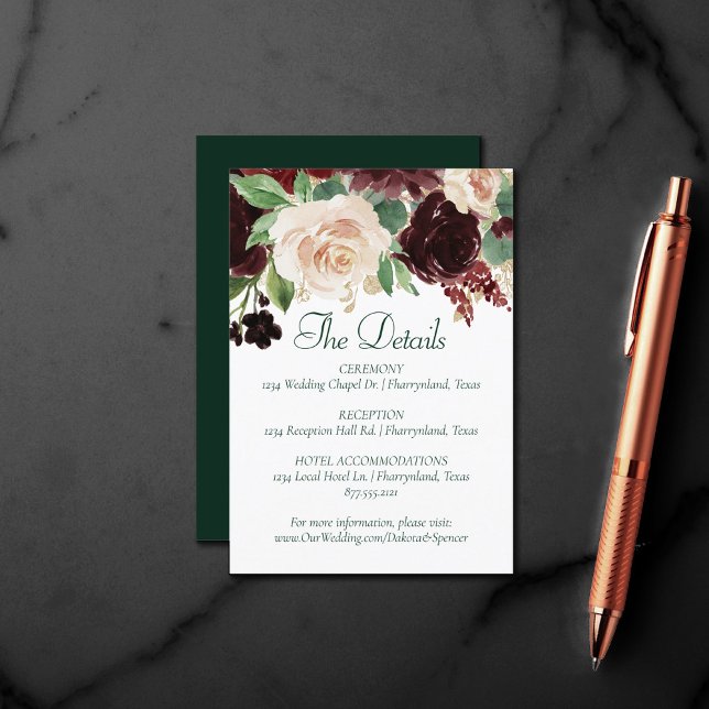 Rustic Blooms | Terracotta Marsala Red Details Enclosure Card (Creator Uploaded)
