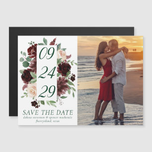 Rustic Blooms Terracotta Marsala Save the Date Magnetic Invitation