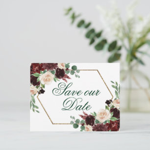 Rustic Blooms   Terracotta Marsala Save the Date Postcard