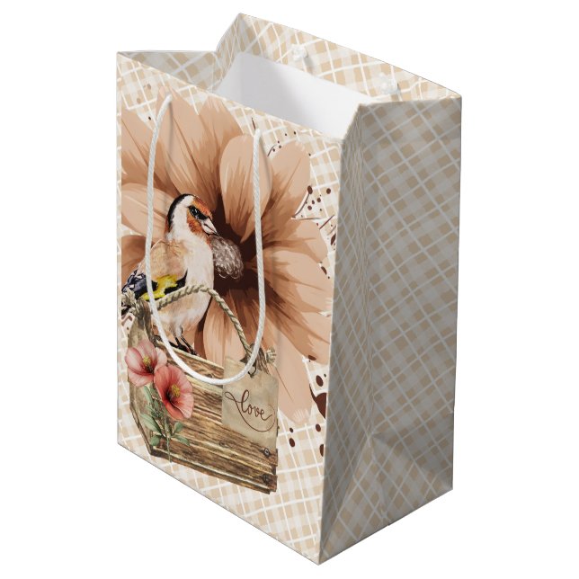 Rustic Blossom Bird Nook Medium Gift Bag (Back Angled)
